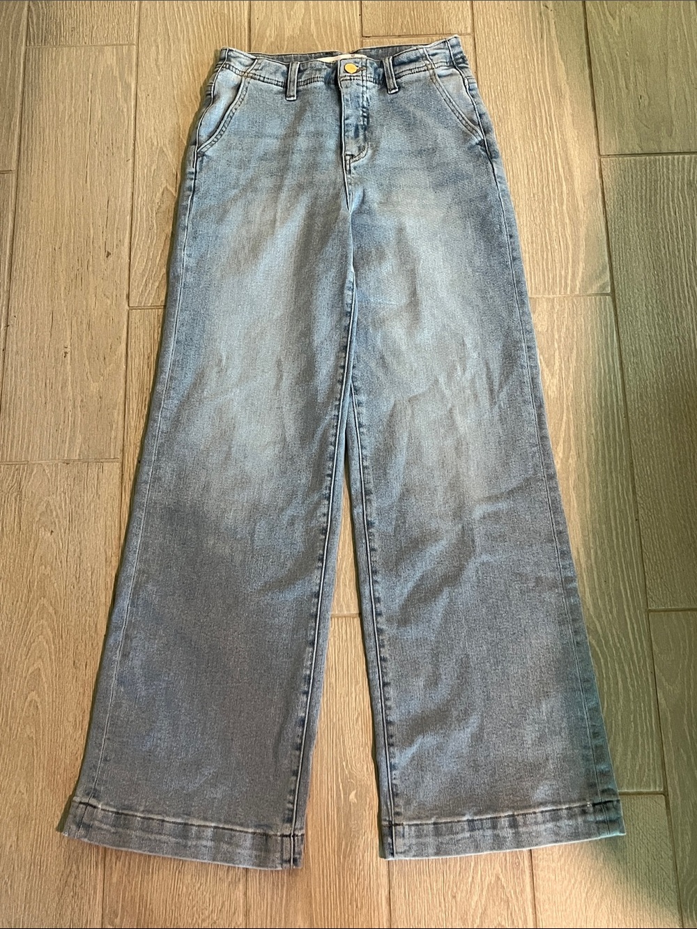 Altar'd State Wide-Leg Jeans in Light Blue Wash
